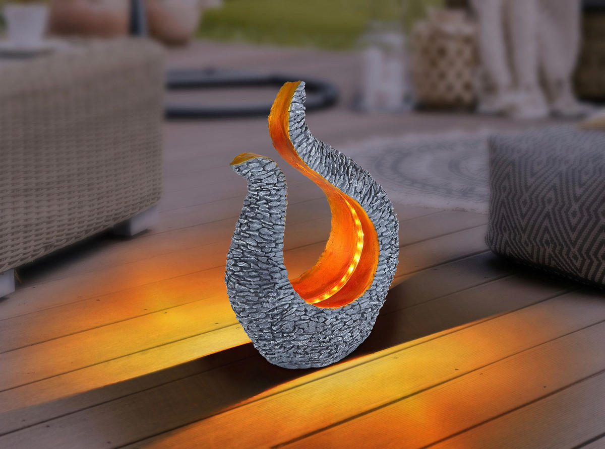 LED-Solarleuchte steingrau Kunststoff B/H/T: ca. 11x34,5x23,5 cm SOLAR - steingrau (11,00/34,50/23,50cm) - GLOBO