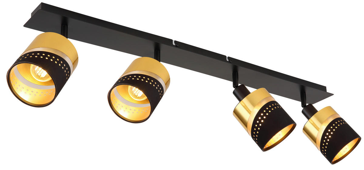 GLOBO Spot gold schwarz Kunststoff Metall B/H/T: ca. 9x20,5x80 cm E14 4 Brennstellen OR - gold/schwarz (9,00/20,50/80,00cm) - GLOBO