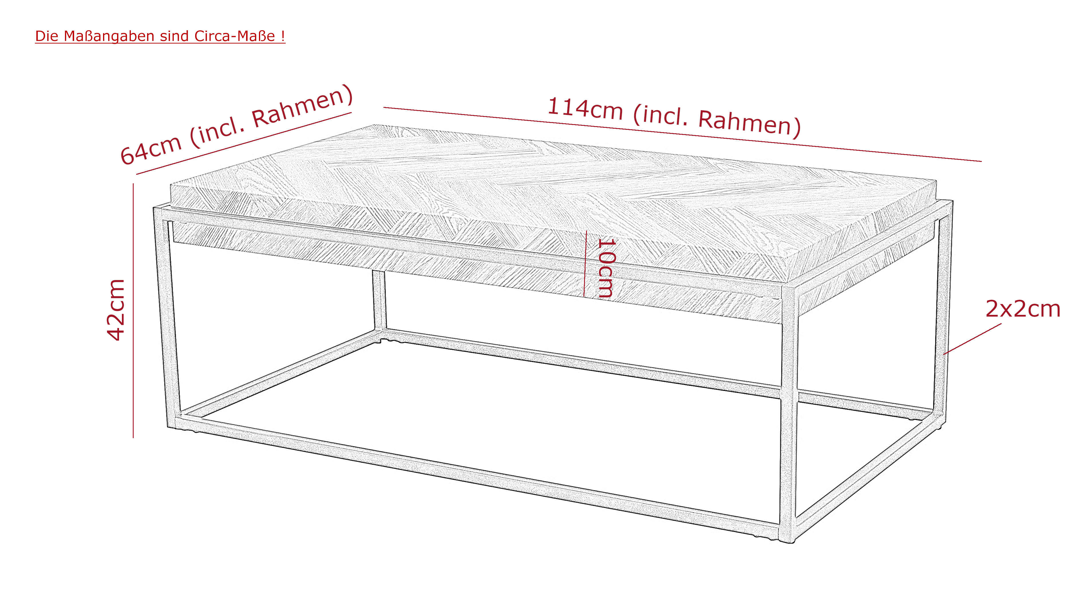 Couchtisch Carlos grau B/H/T: ca. 114x42x64 cm Carlos - grau (114,00/42,00/64,00cm) - Hela