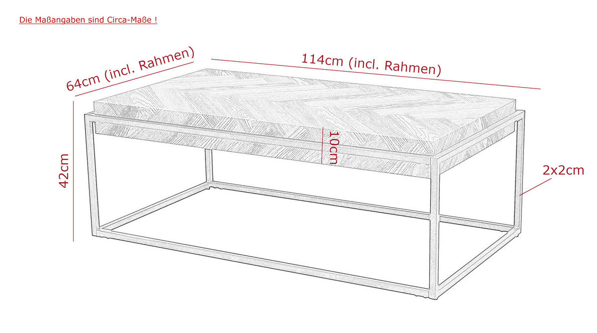Couchtisch Carlos grau B/H/T: ca. 114x42x64 cm Carlos - grau (114,00/42,00/64,00cm) - Hela