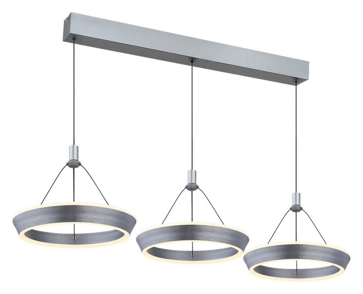 GLOBO LED-Pendelleuchte 67316-3 titanfarbig grau Metall Silikon Aluminium B/H/T: ca. 30,4x180x97,5 cm FERRA - titanfarbig/grau (30,40/180,00/97,50cm) - GLOBO