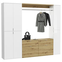 Garderobe PROJEKT weiß Eiche Artisan Nachbildung weiß Hochglanz B/H/T: ca. 212x193x34 cm PROJEKT - Eiche/weiß (212,00/193,00/34,00cm) - xonox.home