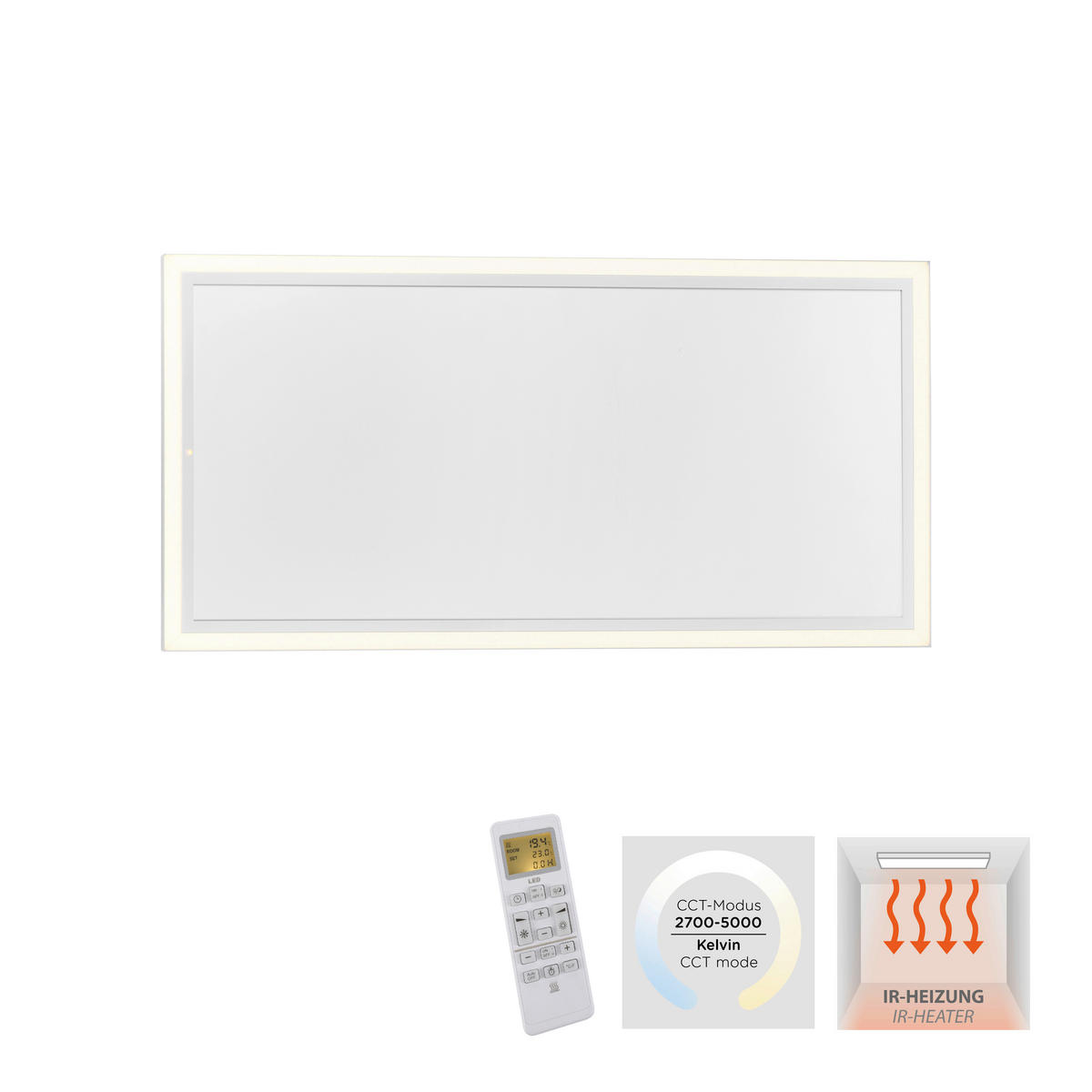 Just Light LED-Deckenleuchte mit Heizfunktion BEROA 18069-16 weiß Kunststoff Metall B/H/T: ca. 60x6,8x120 cm 1 Brennstellen BEROA - weiß (60,00/6,80/120,00cm) - Just Light
