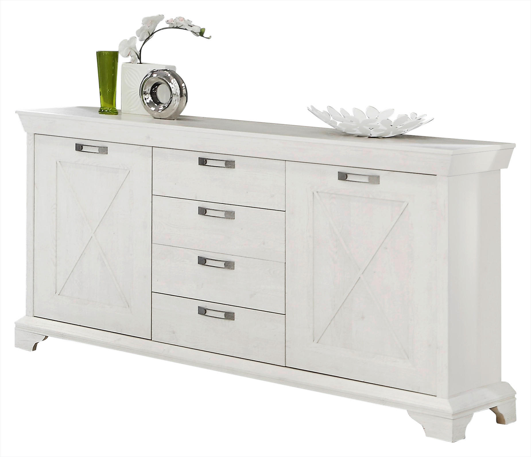 Sideboard  weiß Pinie Nachbildung B/H/T: ca. 178x96x48 cm Kashmir_Sideboard KSMK26-D43 - weiß (178,00/96,00/48,00cm)