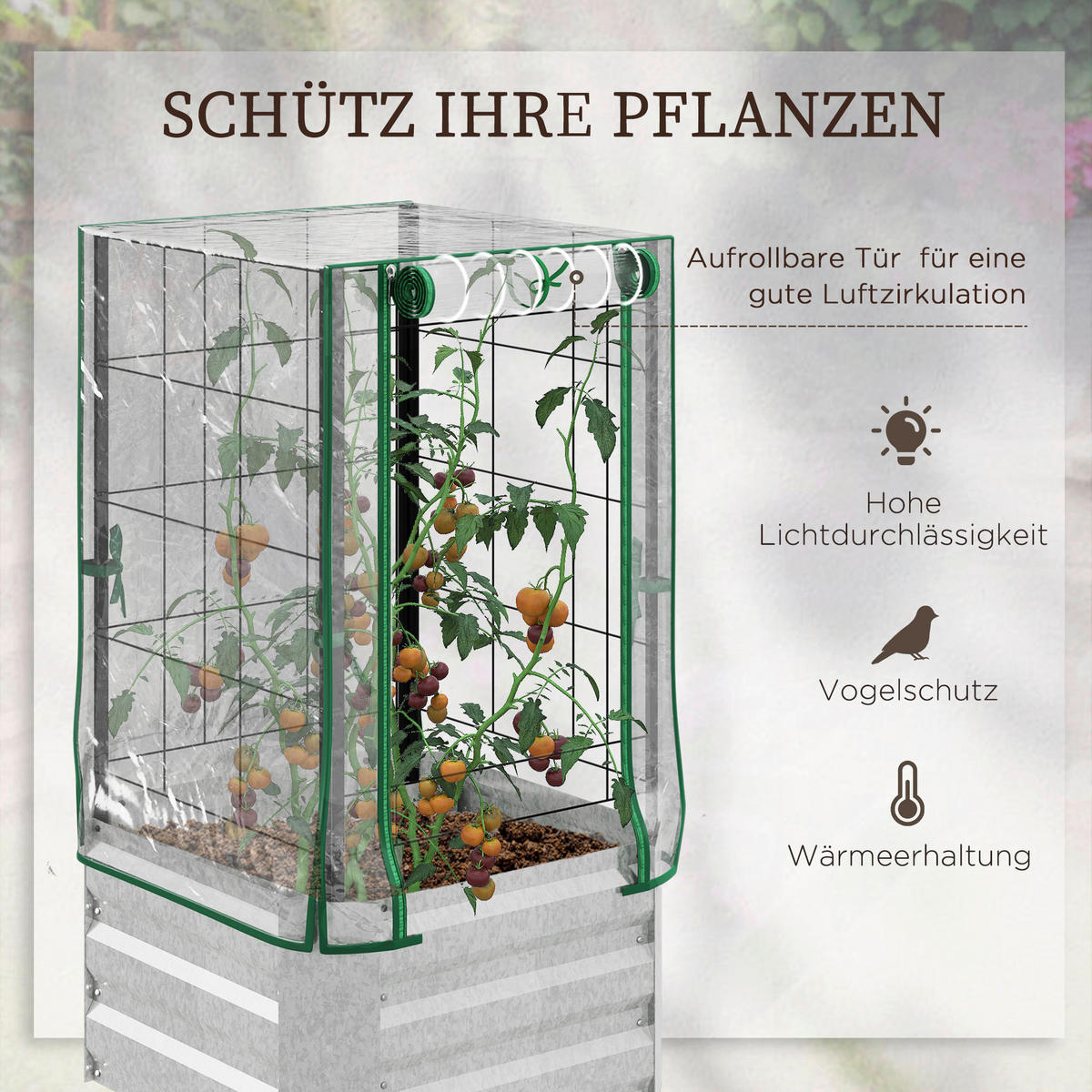 Outsunny Hochbeet silber Stahl B/H/L: ca. 53x90x53 cm Hochbeet - grün/silber (53,00/53,00/90,00cm) - Outsunny