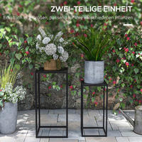 Outsunny Blumenständer schwarz Stahl B/H/L: ca. 31x65x31 cm Blumenständer - schwarz (31,00/31,00/65,00cm) - Outsunny