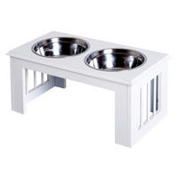 PawHut Futternapf weiß Edelstahl B/H/L: ca. 31x25x58 cm Futternapf - weiß (58,00/31,00/25,00cm) - PawHut