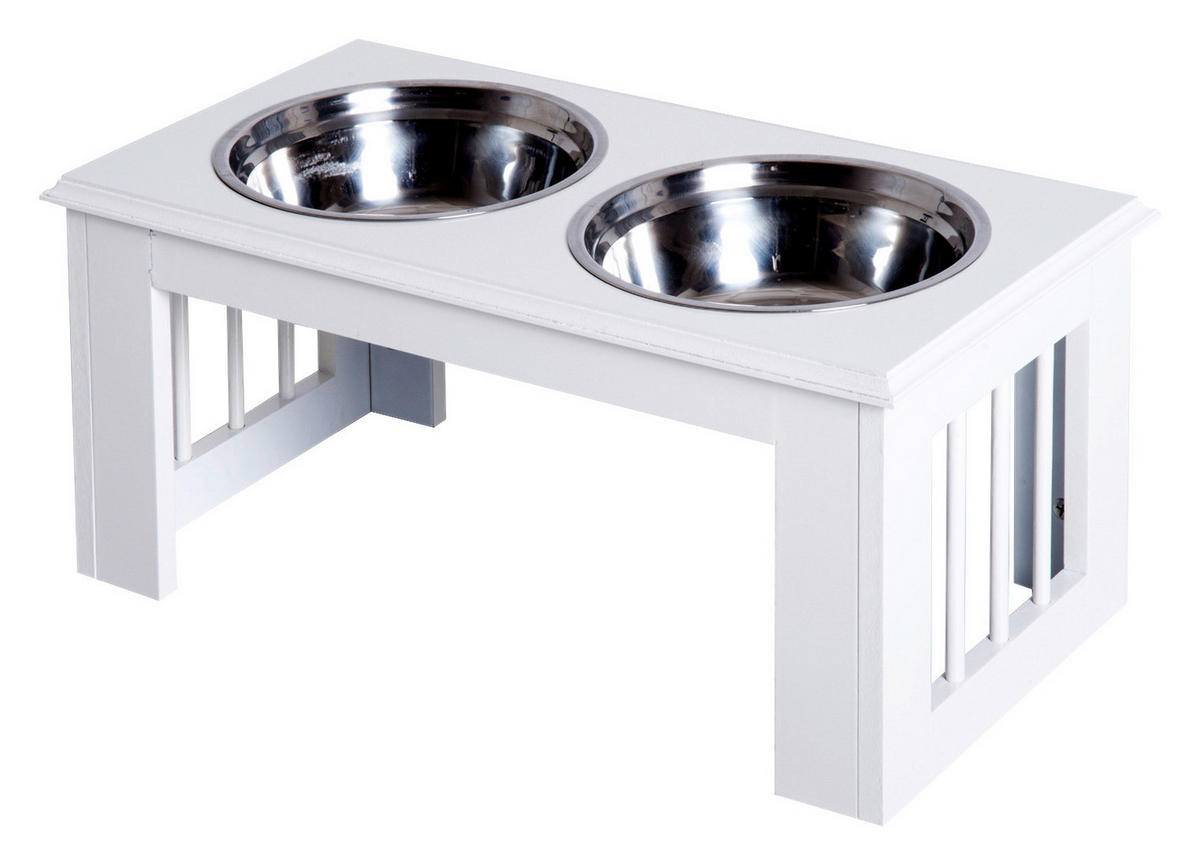 PawHut Futternapf weiß Edelstahl B/H/L: ca. 31x25x58 cm Futternapf - weiß (58,00/31,00/25,00cm) - PawHut