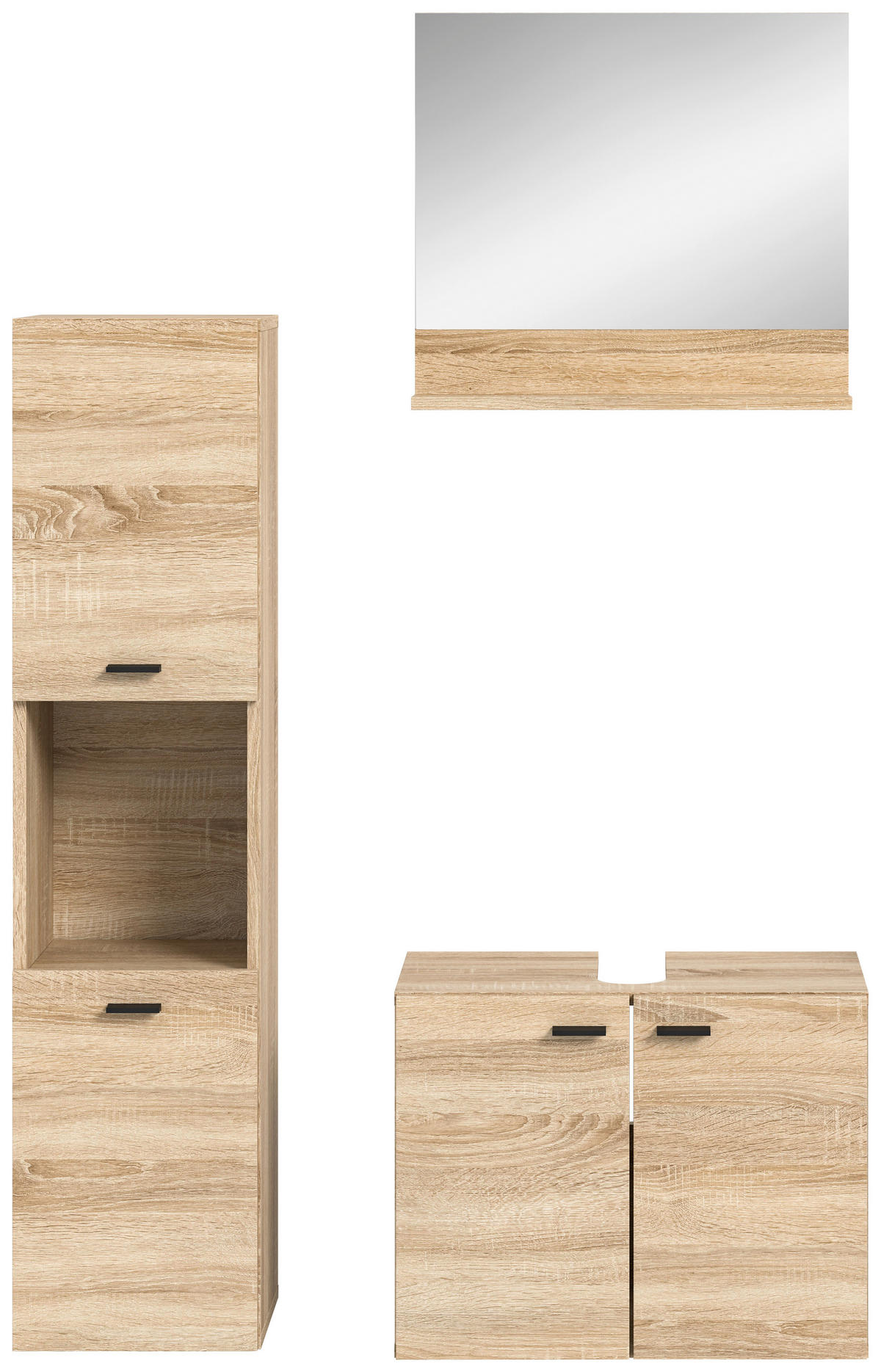 Badezimmer-Set BOSTON Eiche Sonoma Nachbildung B/H/T: ca. 102x186x33 cm BOSTON - Eiche (102,00/186,00/33,00cm) - xonox.home