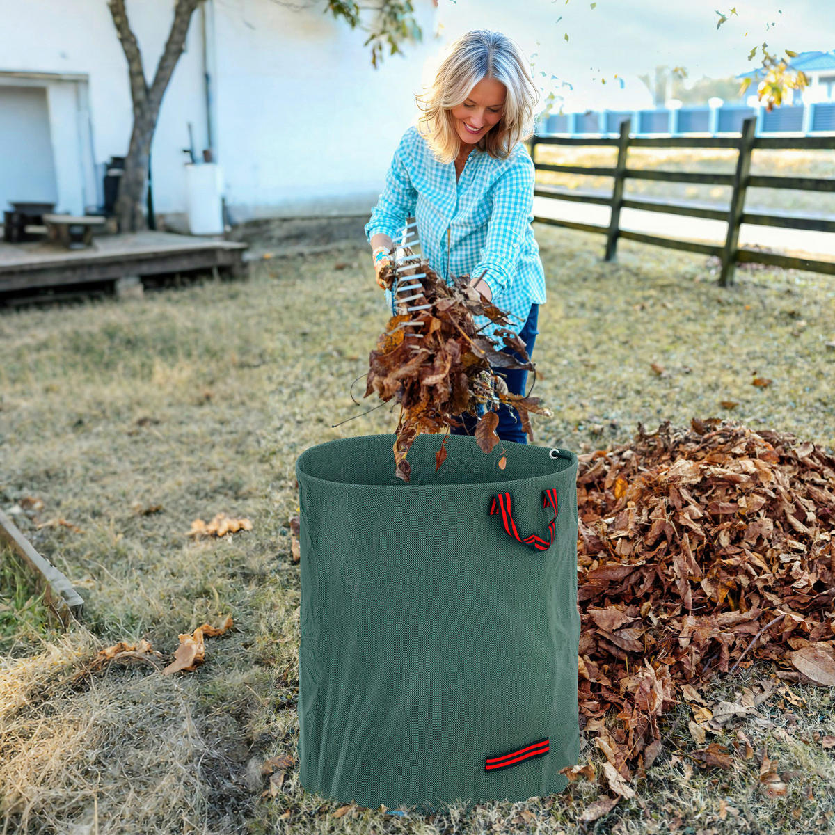 Outsunny Gartenabfallsack grün B/H/L: ca. 67x76x67 cm Gartenabfallsack - grün (67,00/67,00/76,00cm) - Outsunny