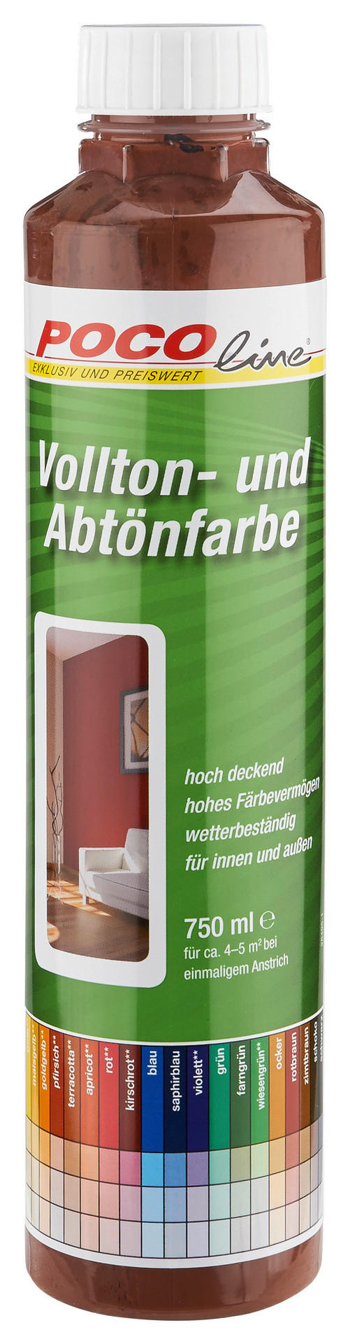 POCOline Vollton- und Abtönfarbe schoko ca. 0,75 l Voll+Abtönfarbe 750ml schoko - schoko (750ml) - POCOline