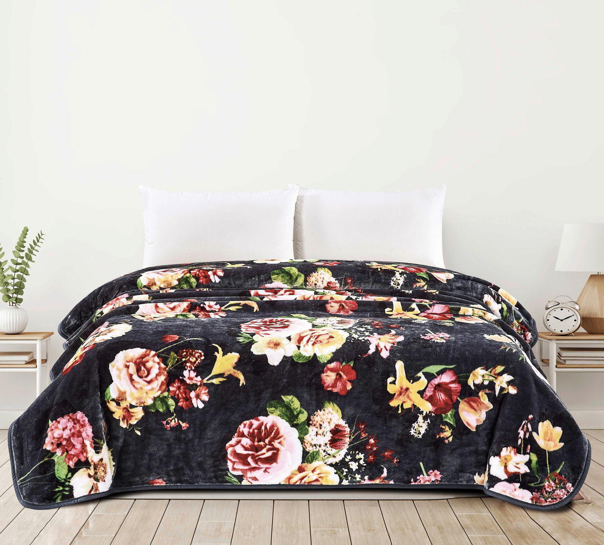 Wohndecke Multifunktionsdecke_Bosporus Blumen - grau (200,00/240,00cm)