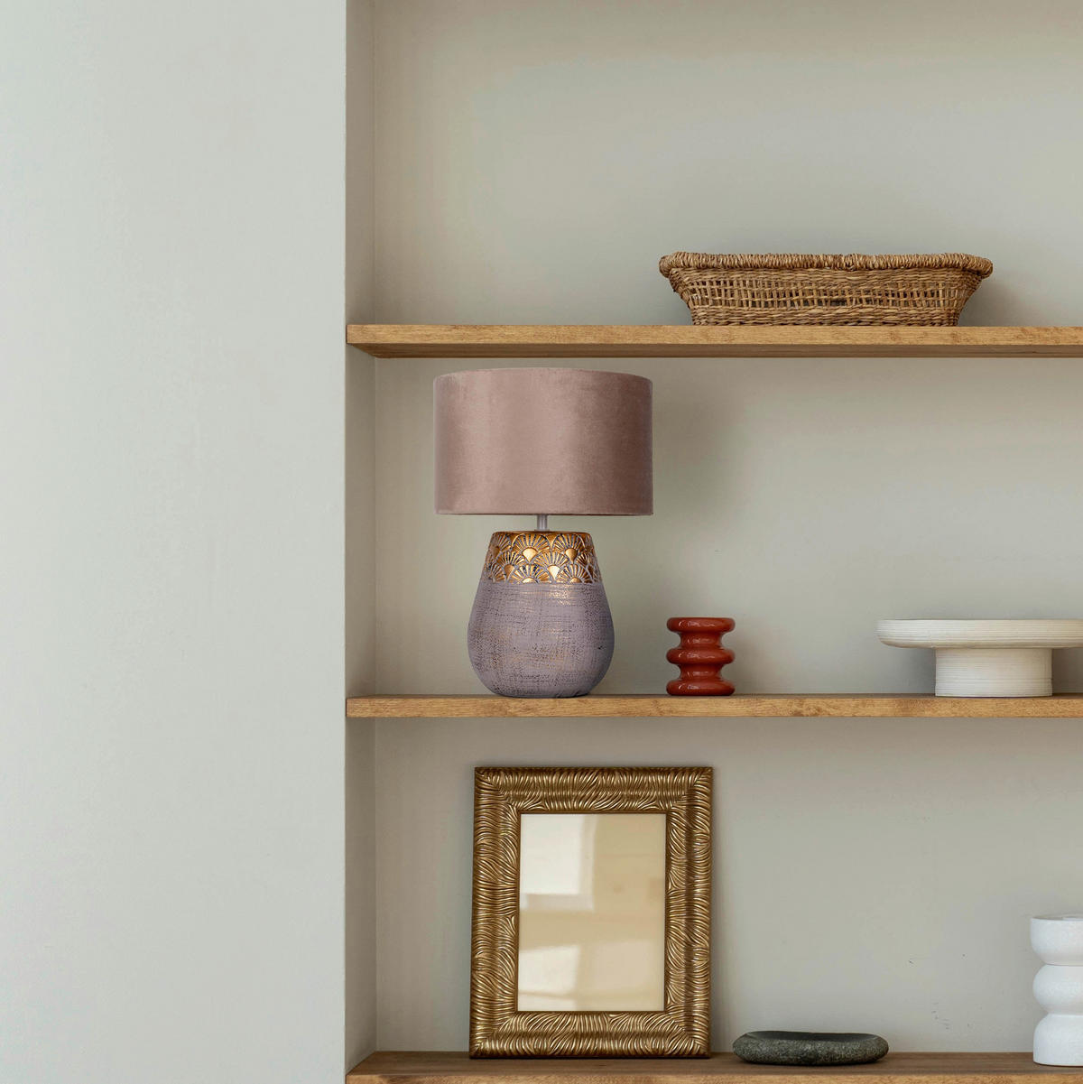 Näve Leuchten Tischleuchte beige Keramik B/H/T/D: ca. 26x39x26x26 cm E27 1 Brennstellen BRONCO - beige (26,00/39,00/26,00cm) - Näve Leuchten