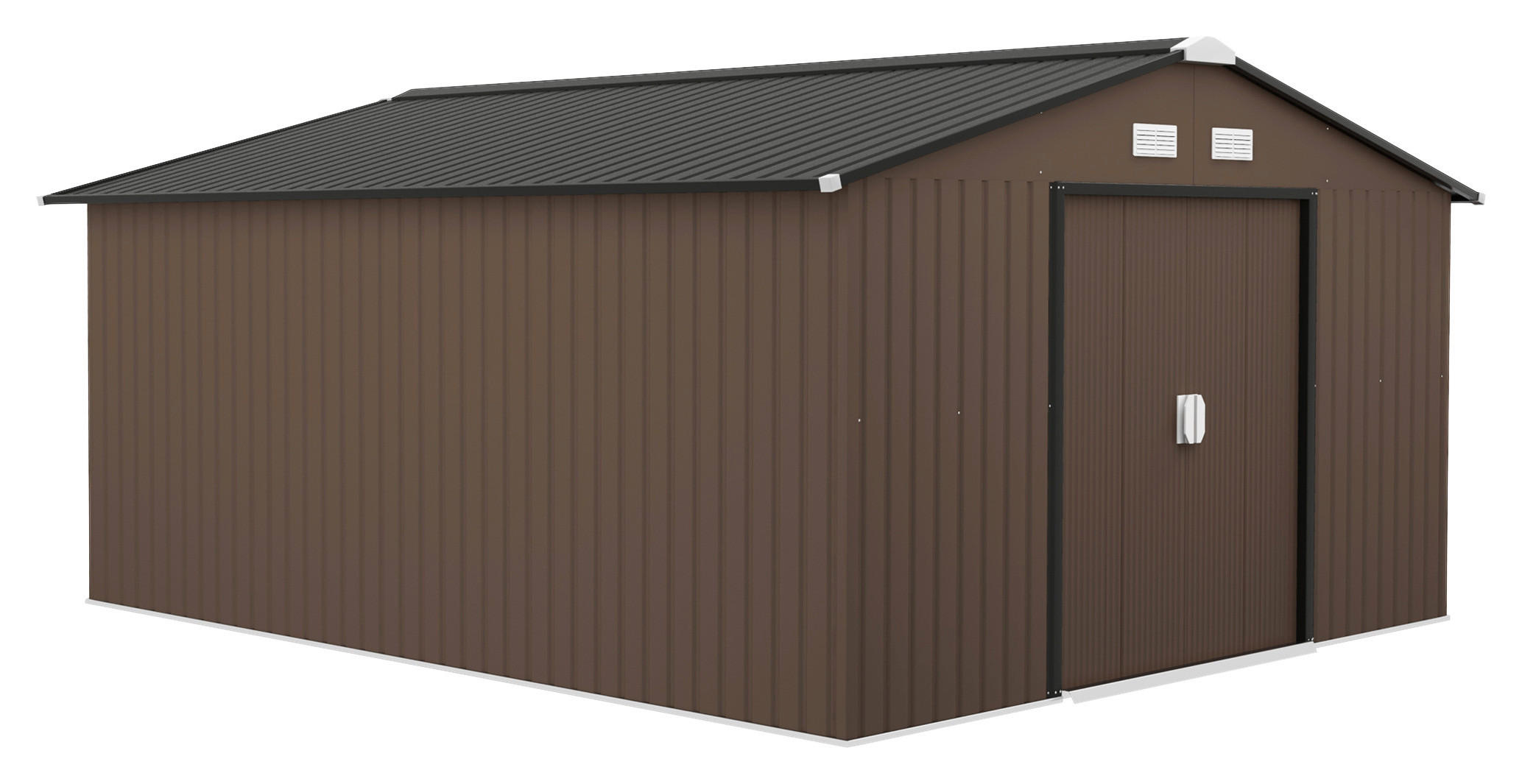 Outsunny Gerätehaus braun Stahl B/H/L: ca. 386x200x340 cm Gerätehaus - braun (340,00/386,00/200,00cm) - Outsunny