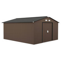 Outsunny Gerätehaus braun Stahl B/H/L: ca. 386x200x340 cm Gerätehaus - braun (340,00/386,00/200,00cm) - Outsunny