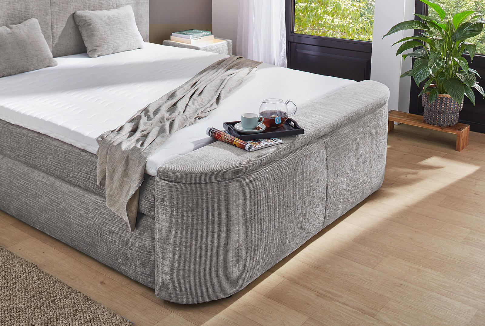 Boxspringbett  hellgrau Liegefläche B/L: ca. 180x200 cm Pia_Mix_Boxspringbett - hellgrau (199,00/130,00/241,00cm)