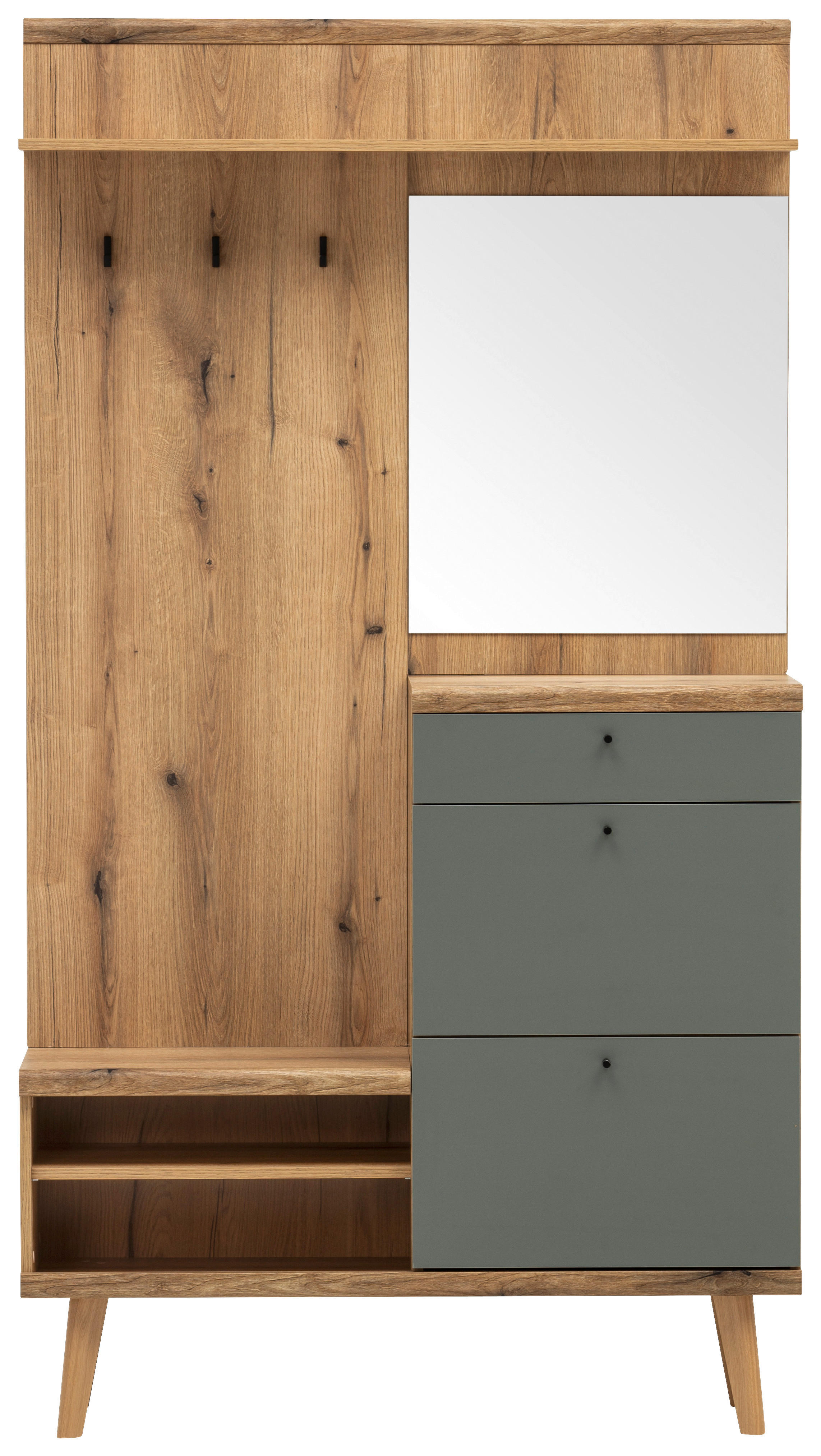 Kompaktgarderobe Alva Eiche Evoke Coast Nachbildung salbei B/H/T: ca. 110x200x34 cm Alva - Eiche/salbei (110,00/200,00/34,00cm)