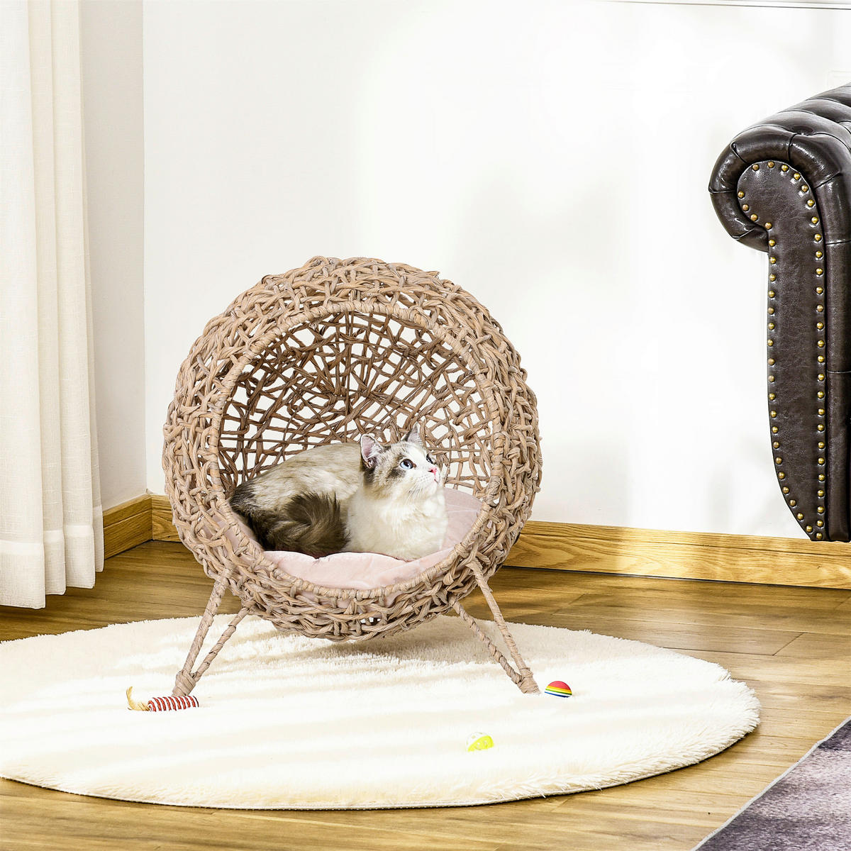 PawHut Katzenkorb natur Rattan B/H/L: ca. 52x58x52 cm Katzenkorb - natur (52,00/52,00/58,00cm) - PawHut