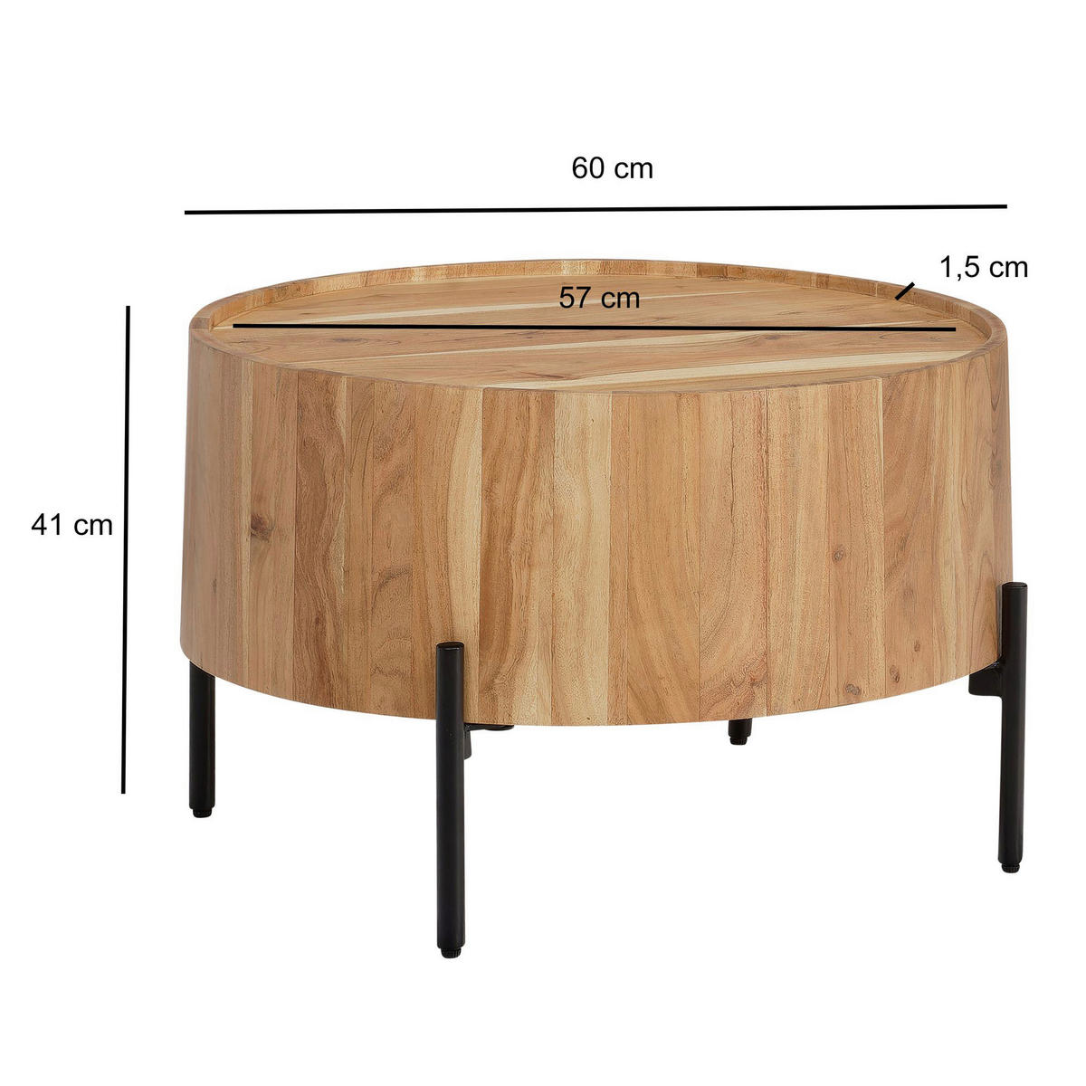 Couchtisch  H/D: ca. 41x60 cm Couchtisch - (60,00/41,00cm) - Wohnling