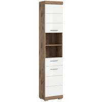 Hochschrank Wave Oak Nachbildung weiß Hochglanz B/H/T: ca. 37x191x31 cm Wave - weiß/Oak (37,00/191,00/31,00cm)