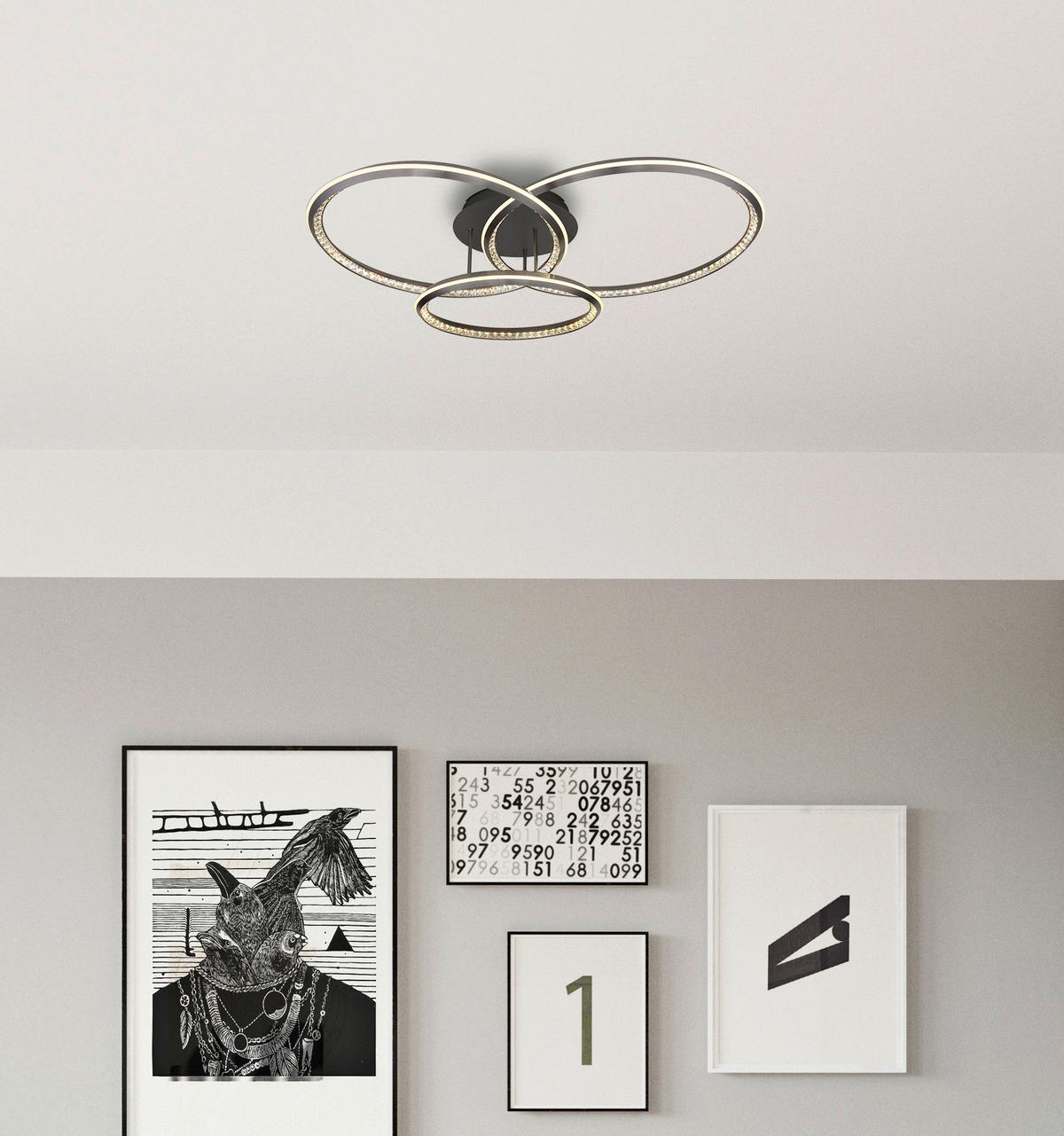 GLOBO LED-Deckenleuchte ALAINA 67329-72 Opal grau klar Kunststoff Metall B/H/L: ca. 109,5x20,5x80,5 cm 1 Brennstellen ALAINA - klar/Opal (80,50/109,50/20,50cm) - GLOBO