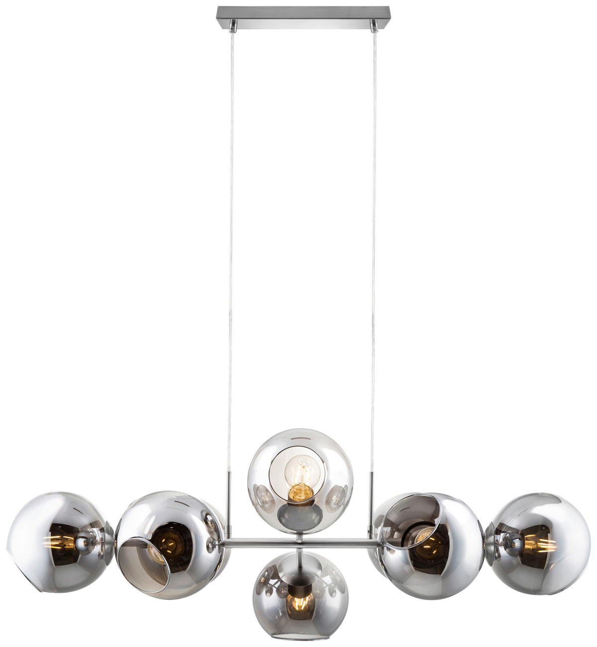 Nowa Pendelleuchte 31240802 nickel matt Rauchglas Metall B/H/T: ca. 100x150x38 cm E27 8 Brennstellen PILAR - nickel matt (100,00/150,00/38,00cm) - Nowa