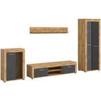 Wohnwand Jam Eiche Wotan Nachbildung grau B/H/T: ca. 310x169x35 cm Jam - Eiche/grau (310,00/169,00/35,00cm) - xonox.home