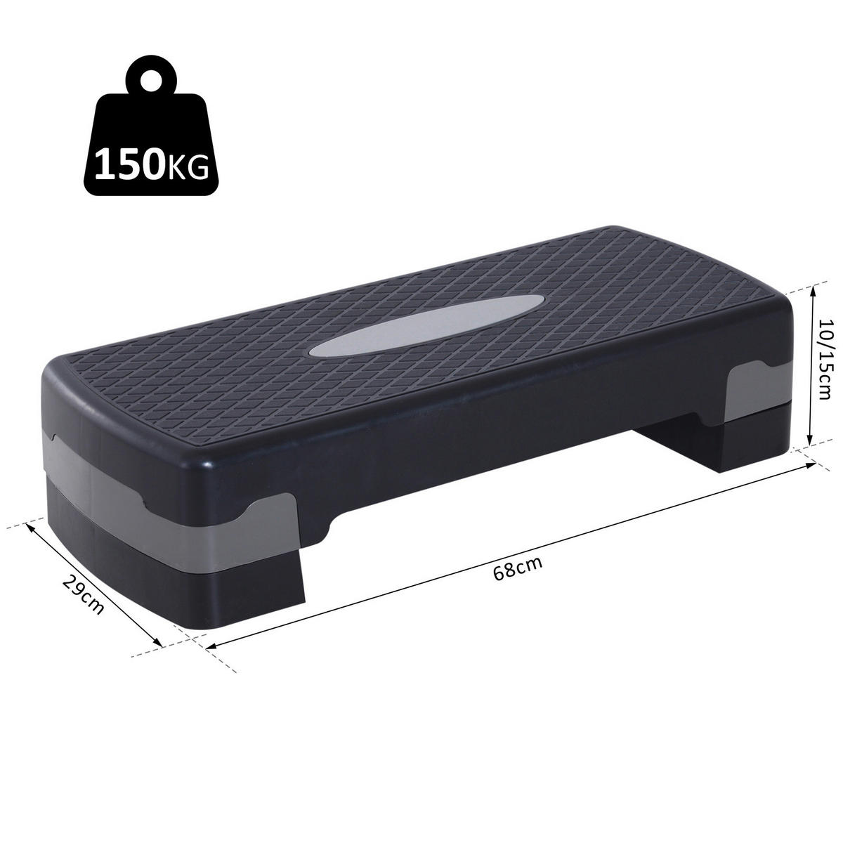 HOMCOM Steppbrett grauschwarz Kunststoff B/H/L: ca. 68x15x29 cm Steppbrett - grauschwarz (29,00/68,00/15,00cm) - HOMCOM