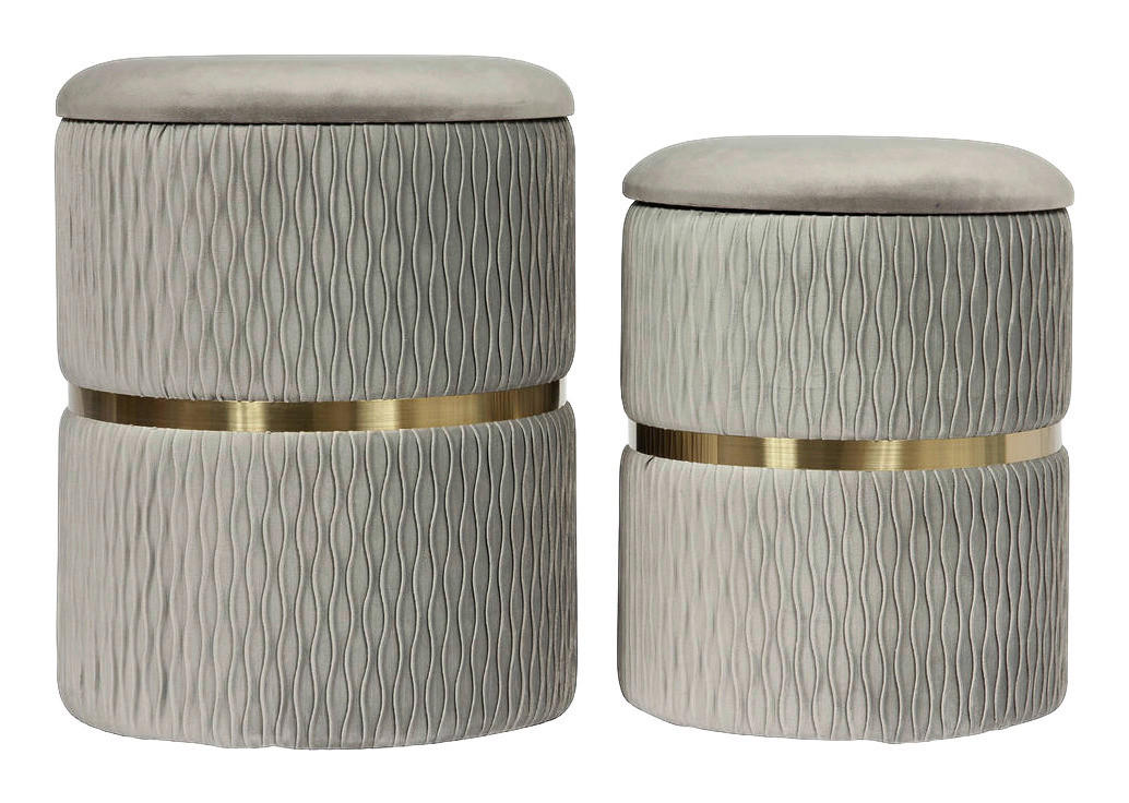 360 Living Hocker Milas 100 2er-Set grau H/D: ca. 44x36 cm Milas 100 2er-Set - grau (36,00/44,00cm) - 360 Living