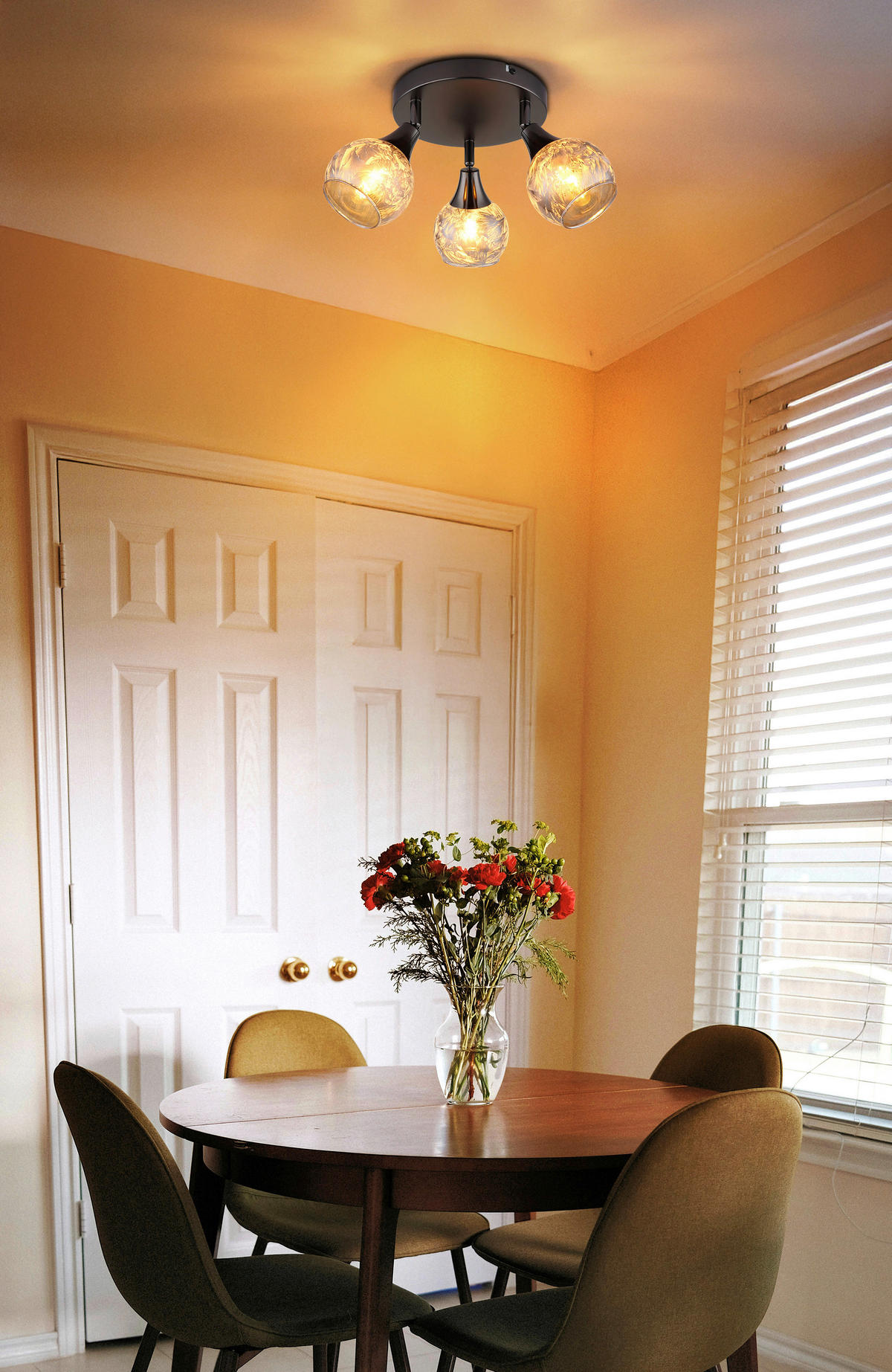 GLOBO Strahler schwarz Chrom Glas Metall B/H/L: ca. 14x22,5x23 cm E14 3 Brennstellen Strahler-Frosta - schwarz/Chrom (23,00/14,00/22,50cm) - GLOBO