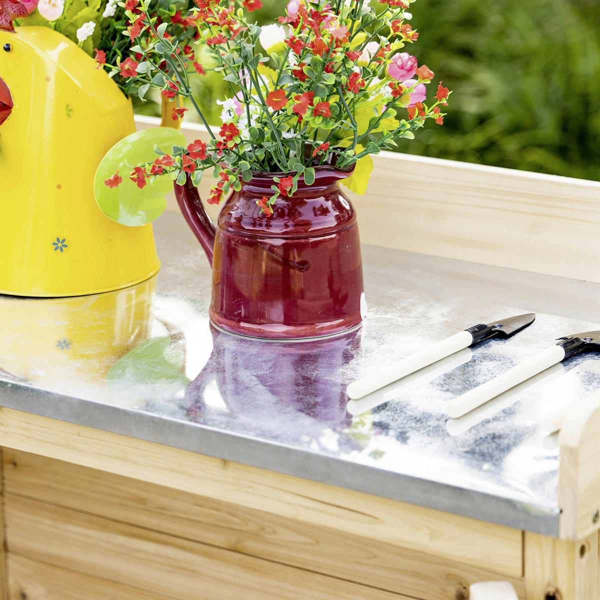 Outsunny Gartenschrank natur Holz B/H/T: ca. 83x92x40 cm Gartenschrank - natur (83,00/92,00/40,00cm) - Outsunny