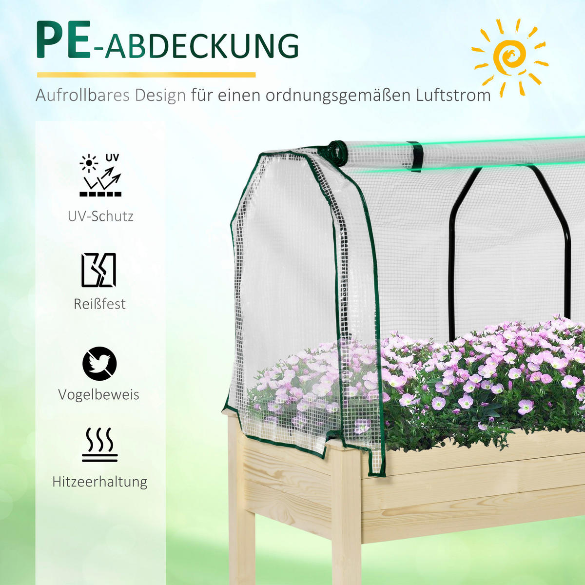 Outsunny Hochbeet natur Holz B/H/L: ca. 55x117x121 cm Hochbeet - natur (121,00/55,00/117,00cm) - Outsunny