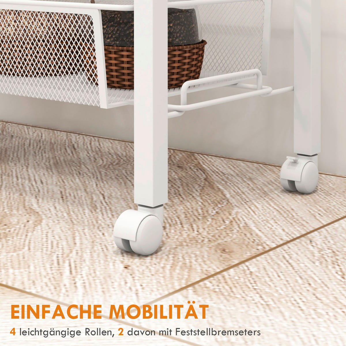 HOMCOM Küchenwagen weiß Edelstahl B/H/L: ca. 18,5x58x87 cm Küchenwagen - weiß (87,00/18,50/58,00cm) - HOMCOM