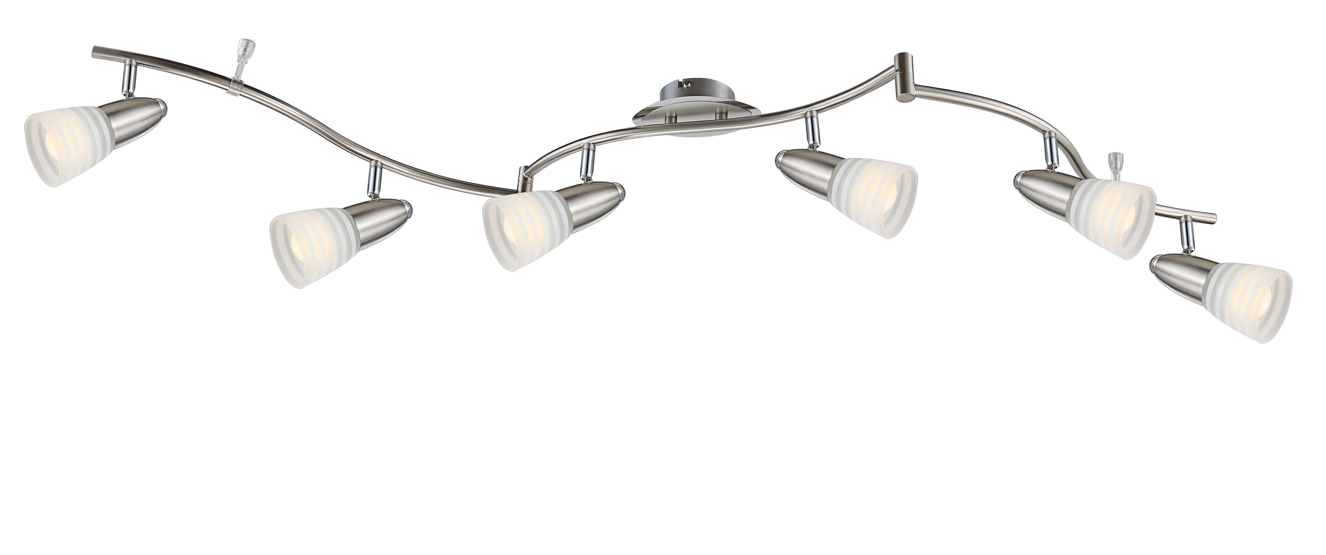 GLOBO Spotschiene Caleb 54536-6 nickel Metall Glas B: ca. 145 cm 6 Brennstellen Caleb - nickel (145,00cm) - GLOBO