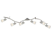 GLOBO Spotschiene Caleb 54536-6 nickel Metall Glas B: ca. 145 cm 6 Brennstellen Caleb - nickel (145,00cm) - GLOBO