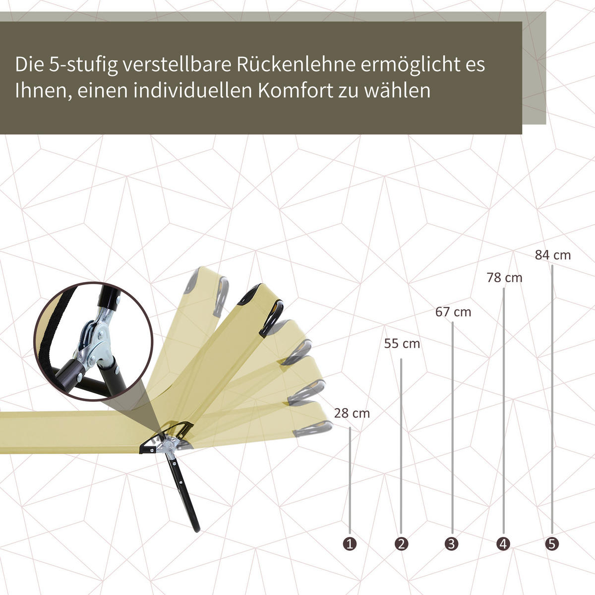 Outsunny Sonnenliege cremeweiß Stahl B/H/L: ca. 56x28x188 cm Sonnenliege - cremeweiß (188,00/56,00/28,00cm) - Outsunny