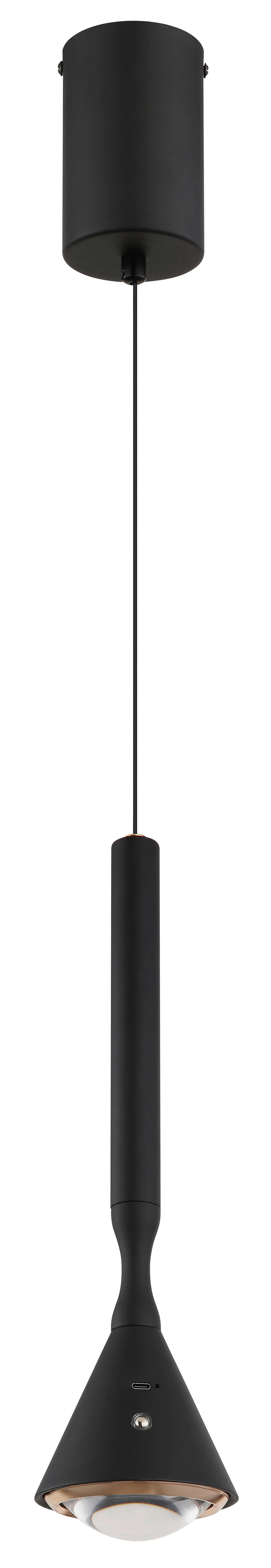 GLOBO Hängeleuchte schwarz Opal Kunststoff Metall H/D: ca. 210x9,9 cm 1.0 Brennstellen Lucinda - schwarz/Opal (9,90/210,00cm) - GLOBO