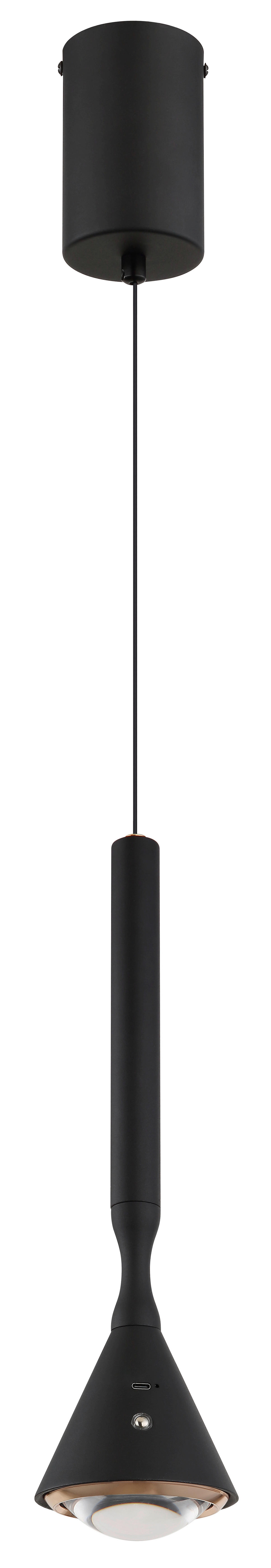 GLOBO Hängeleuchte schwarz Opal Kunststoff Metall H/D: ca. 210x9,9 cm 1.0 Brennstellen Lucinda - schwarz/Opal (9,90/210,00cm) - GLOBO