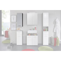 Badhängeschrank Line Rauchsilber Nachbildung weiß Hochglanz B/H/T: ca. 30x77x23 cm Line - weiß (30,00/77,00/23,00cm)