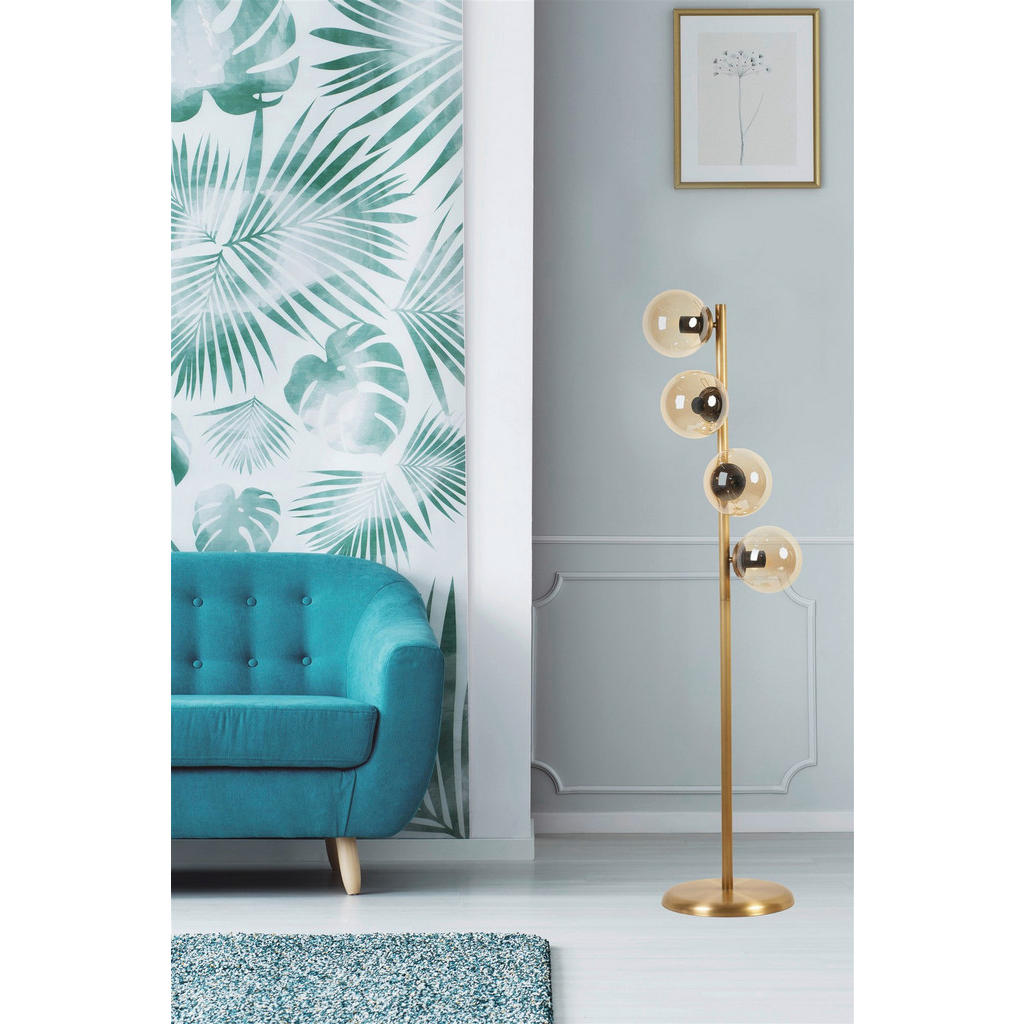 Thumbnail - Opviq Stehleuchte gold Metall Glas B/H/L: ca. 30x137x30 cm E27 4 Brennstellen
