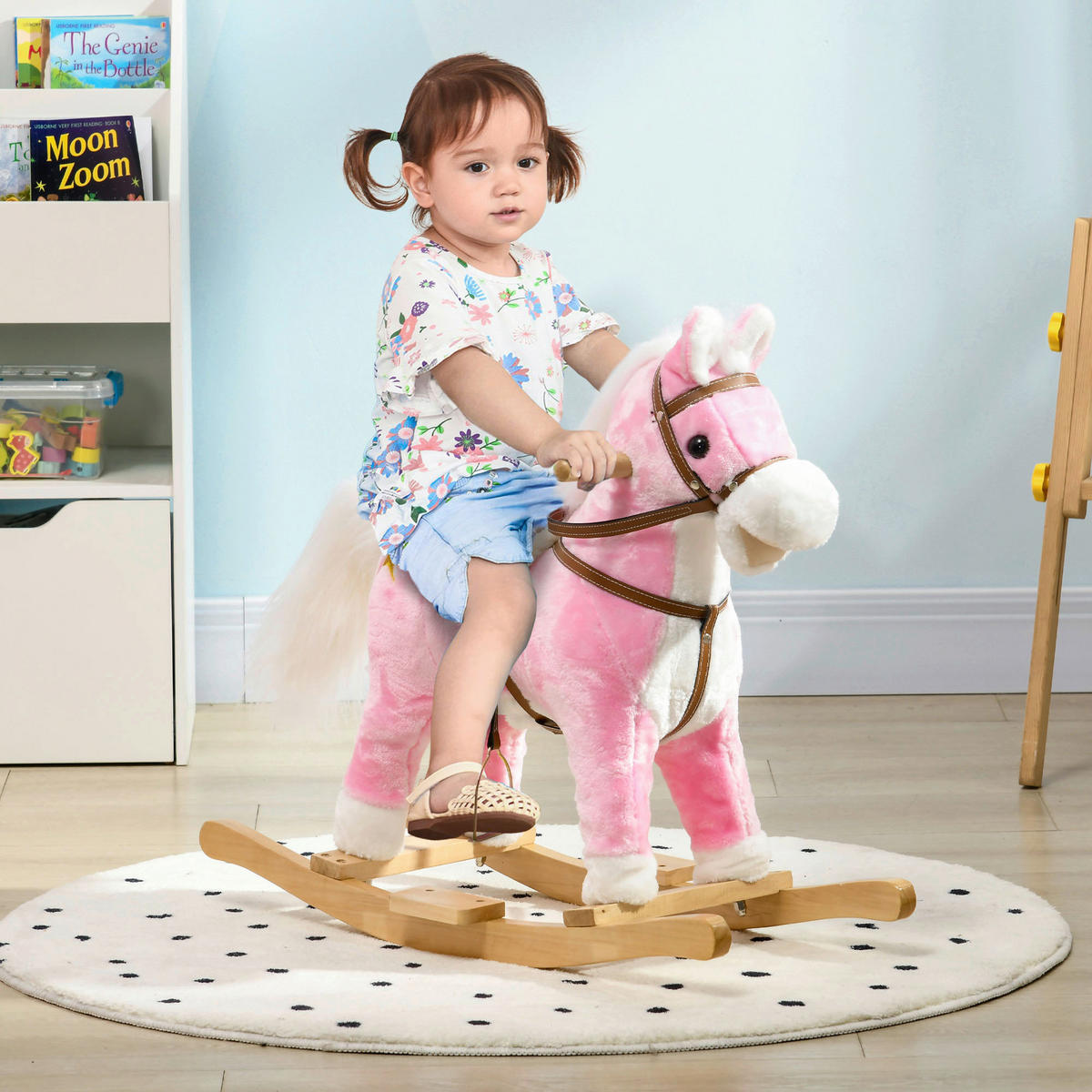 HOMCOM Schaukelpferd B/H/L: ca. 26x62x68 cm Schaukelpferd - rosa (68,00/26,00/62,00cm) - HOMCOM
