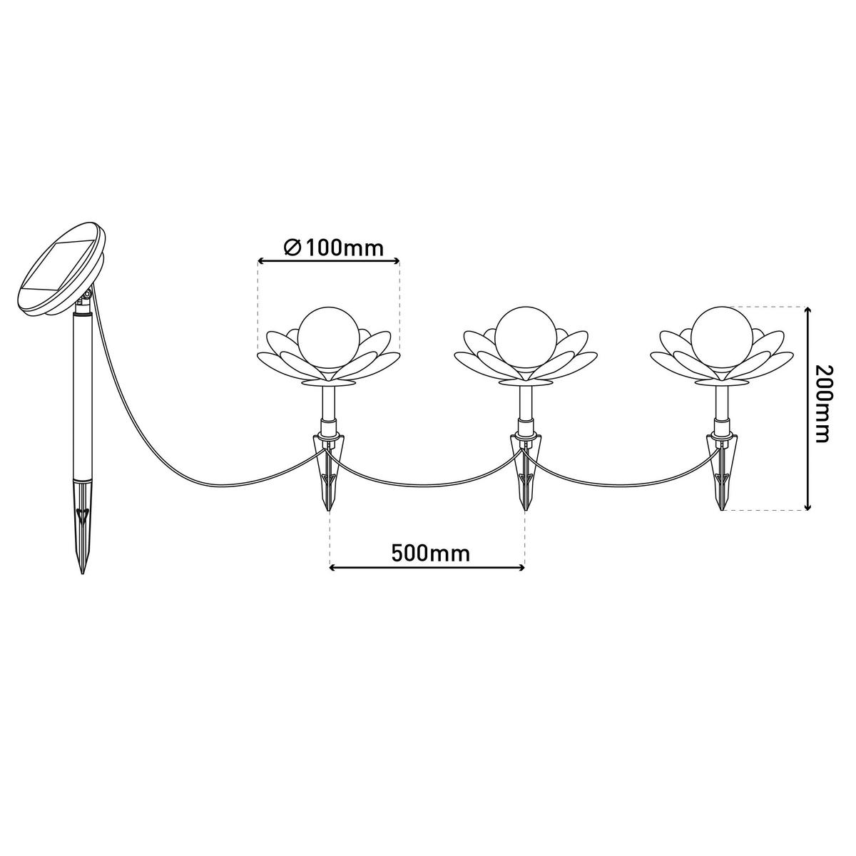 LED-Solarleuchte silber Metall Kunststoff Glas B/H/T/D: ca. 300x20x10x10 cm LULE - silber (300,00/20,00/10,00cm) - Näve Leuchten