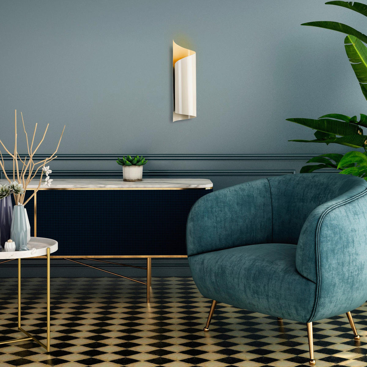 Opviq Wandleuchte creme Eisen B/H/L: ca. 16x35x10 cm E27 1 Brennstellen Wandleuchte_GMN-000012 - creme (10,00/16,00/35,00cm) - Opviq