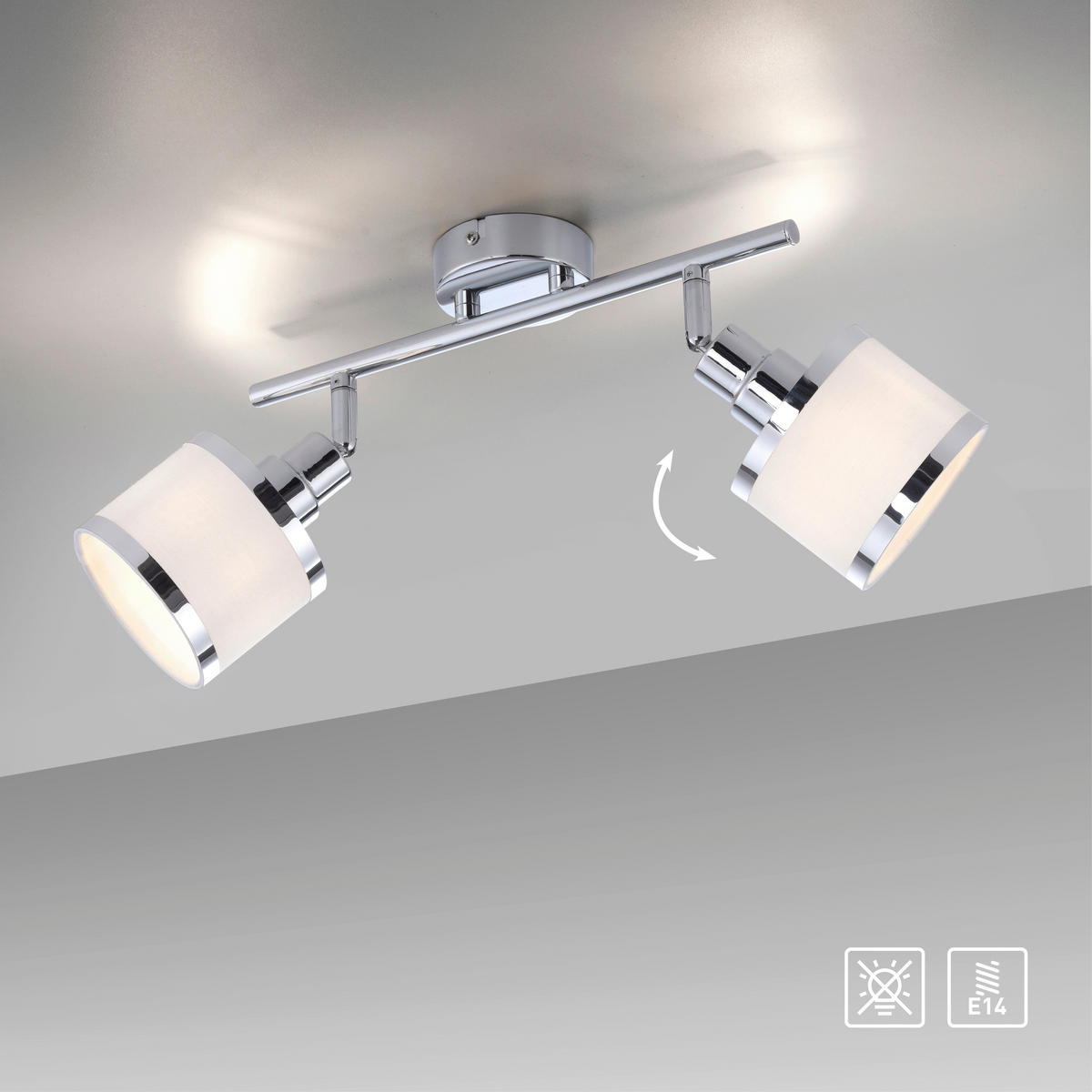 Just Light Spot ACCOR 15372-17 Chrom weiß Kunststoff B/H/L: ca. 29x22x47 cm E14 2 Brennstellen ACCOR - weiß/Chrom (47,00/29,00/22,00cm) - Just Light