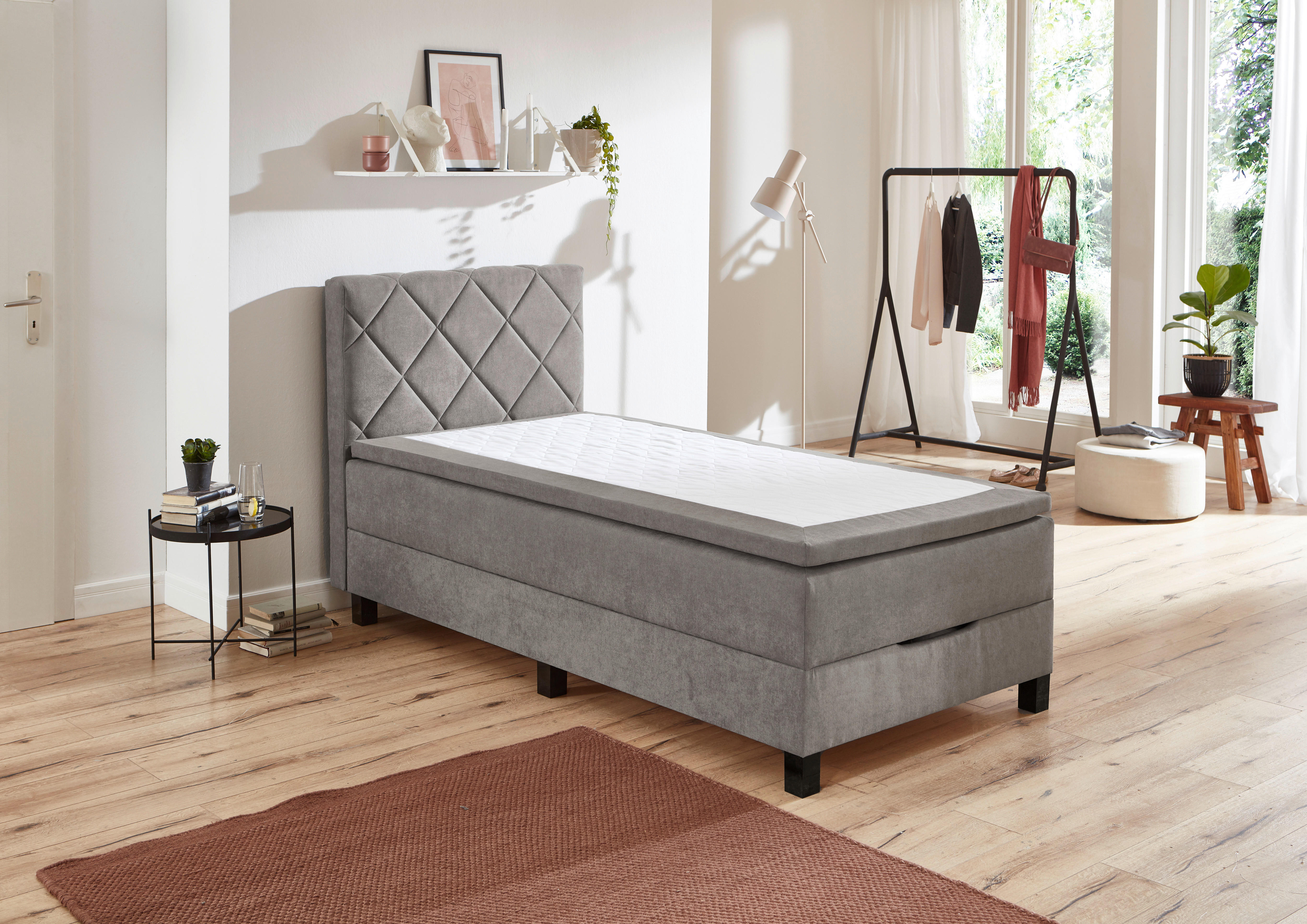 Boxspringbett Jeff silber Jeff - silber (100,00/57,00/211,00cm)