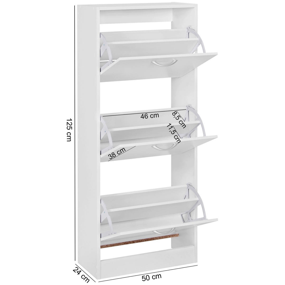 Schuhschrank weiß B/H/T: ca. 50x125x24 cm Schuhschrank - weiß (50,00/125,00/24,00cm) - Wohnling