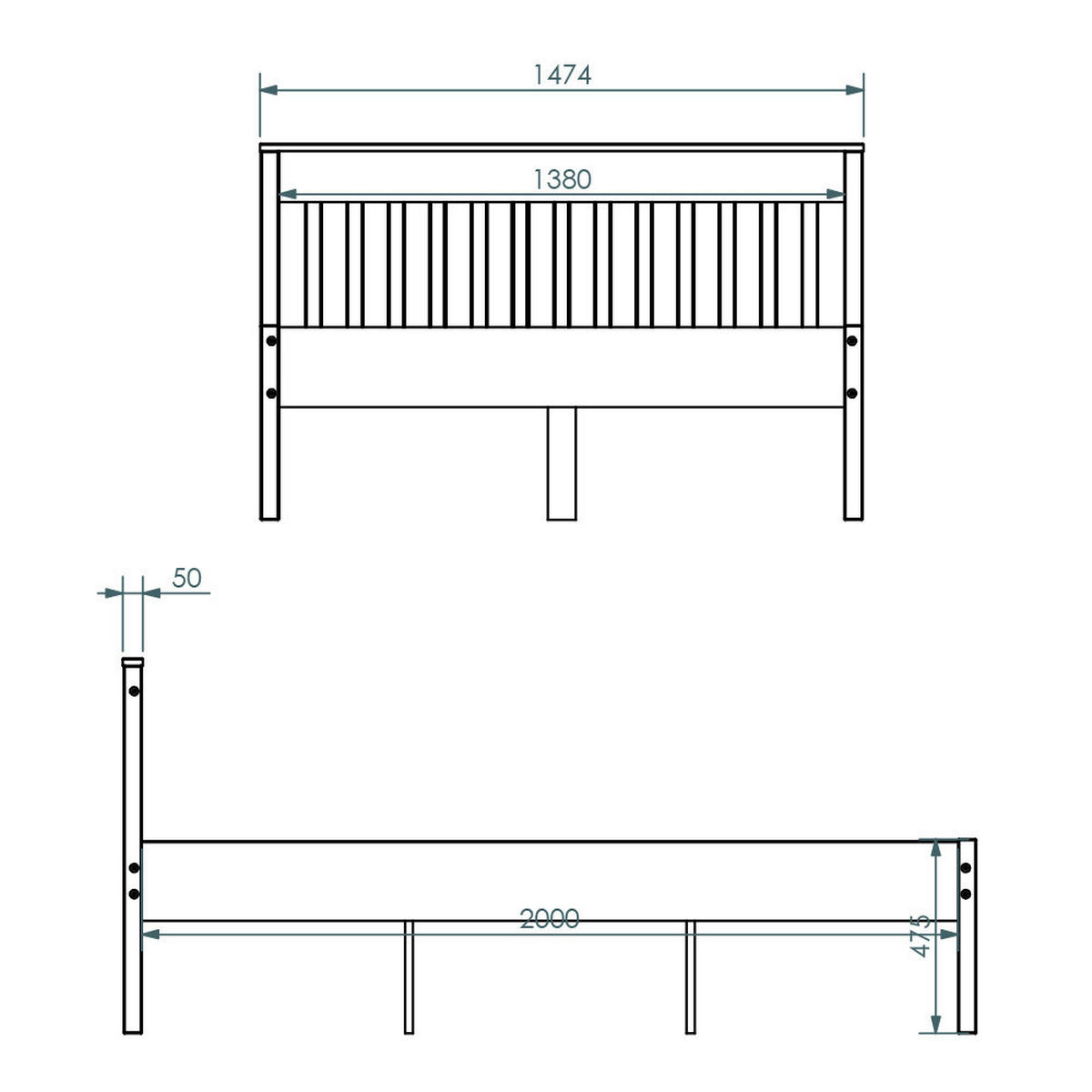 Bett Luna colonial Oak Luna colonial - Oak (209,50/147,40/91,80cm) - Inter Link