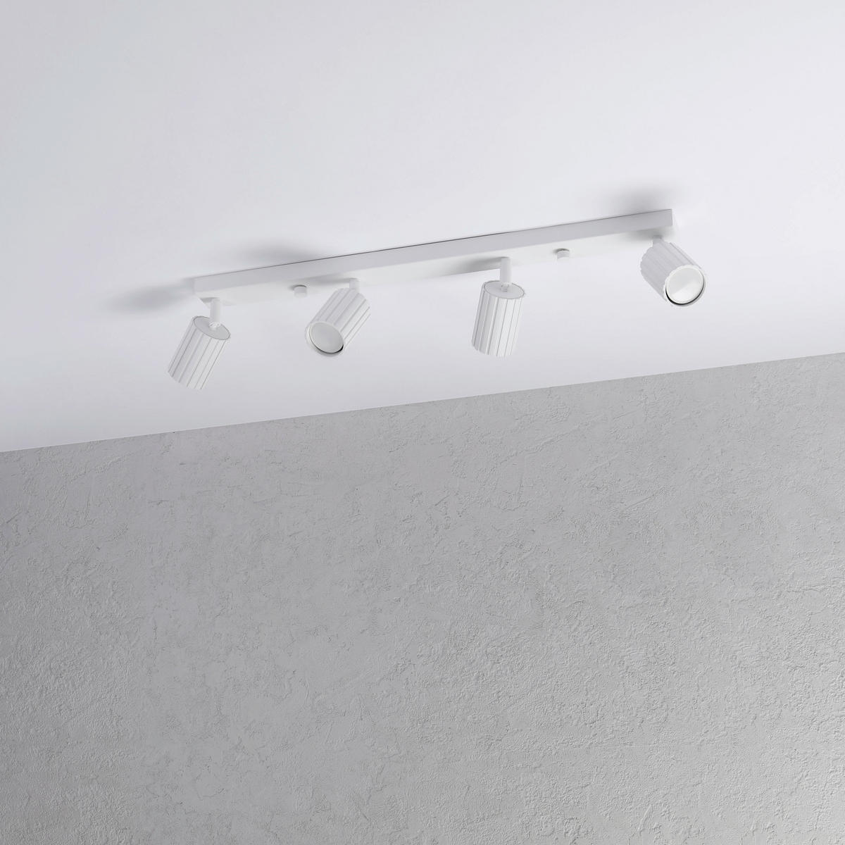 Lamkur Strahler weiß Stahl B/H/L: ca. 6,5x16,5x81 cm 4 Brennstellen Prisma - weiß (81,00/6,50/16,50cm) - Lamkur