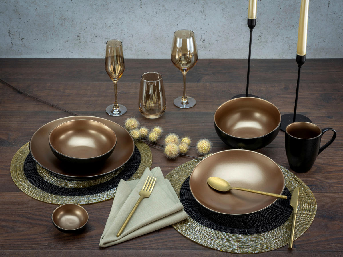 CreaTable Kombiservice Glamour gold Keramik Glamour - gold/schwarz - CreaTable