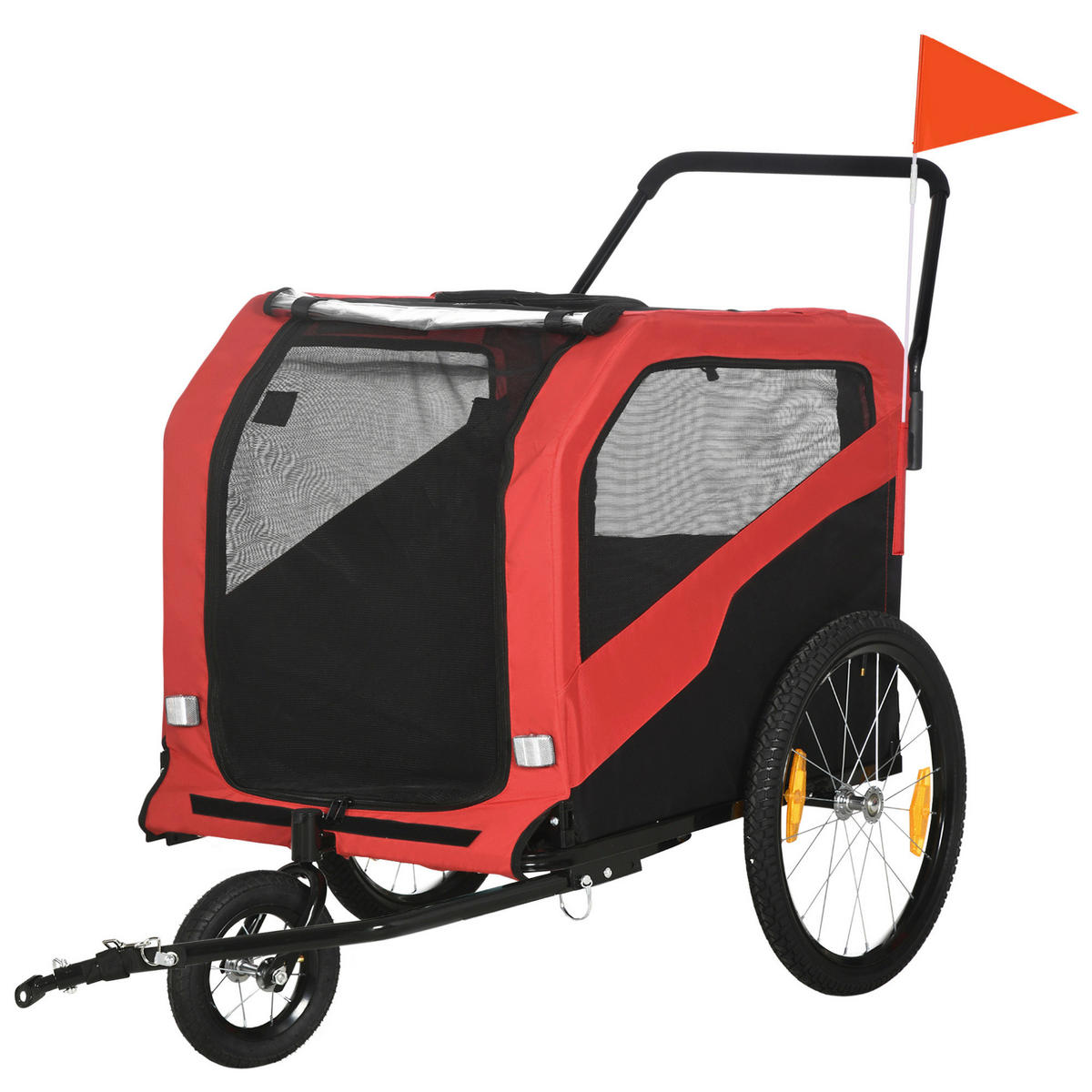 PawHut Hunde-Zubehör rot Edelstahl B/H/L: ca. 77x170x90 cm Hundeanhänger - rot (90,00/77,00/170,00cm) - PawHut